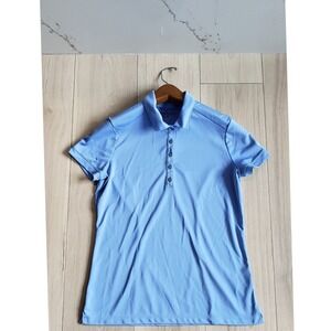 Nike Golf Polo Womens L Blue Dri Fit Shirt Athletic Top Performance Tennis Prep